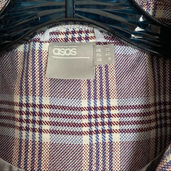 ASOS PURPLE CHECK 3/4 LENGTH JACKET/BLAZER - Picture 8 of 10